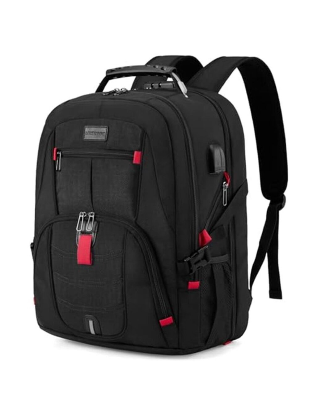 17 Inch Laptop Backpack Waterproof USB Charging Anti Theft Travel Black 35L